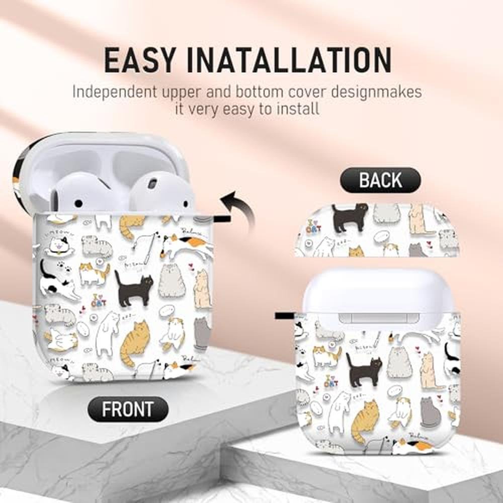 AirPods Case: Premium Cute Cool Kitty Cat Pattern – In Use