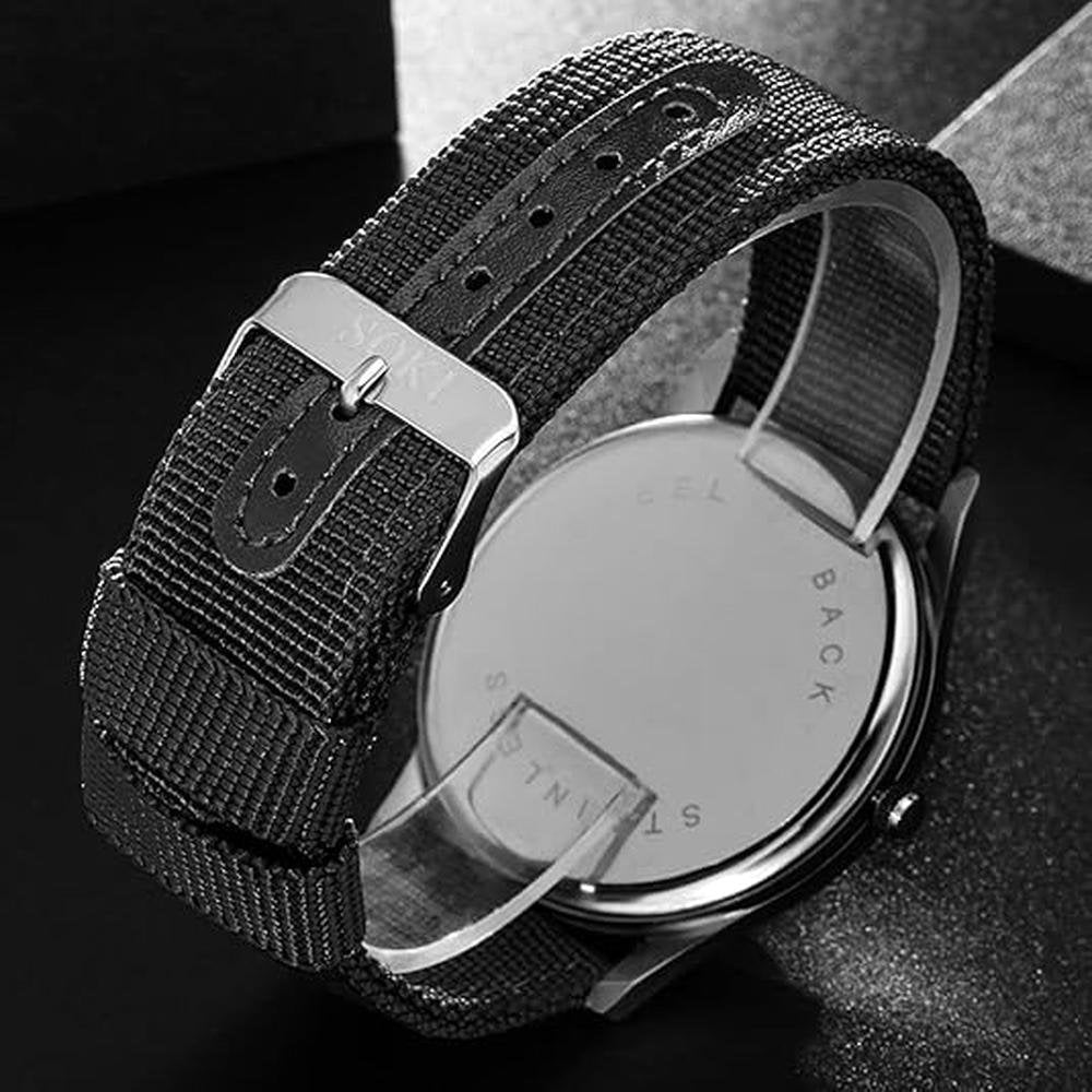 Men Sport Watch: Swiss Military Army Pilot Fabric Strap – In Use