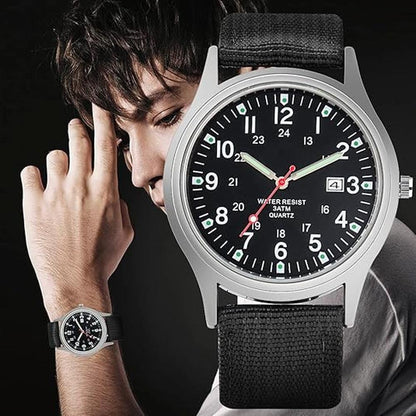 Men Sport Watch: Swiss Military Army Pilot Fabric Strap – Packaging