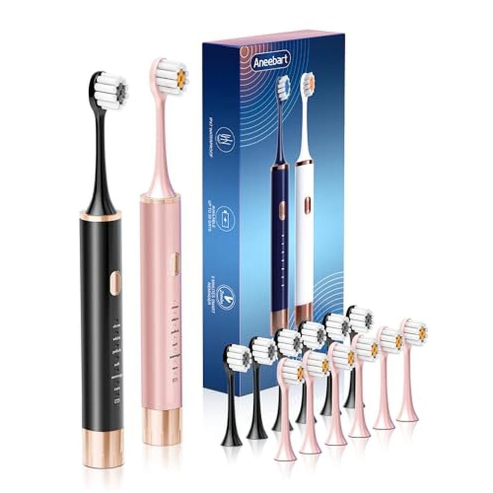 Toothbrush Black: Black & Pink Electric Toothbrush for – Front View