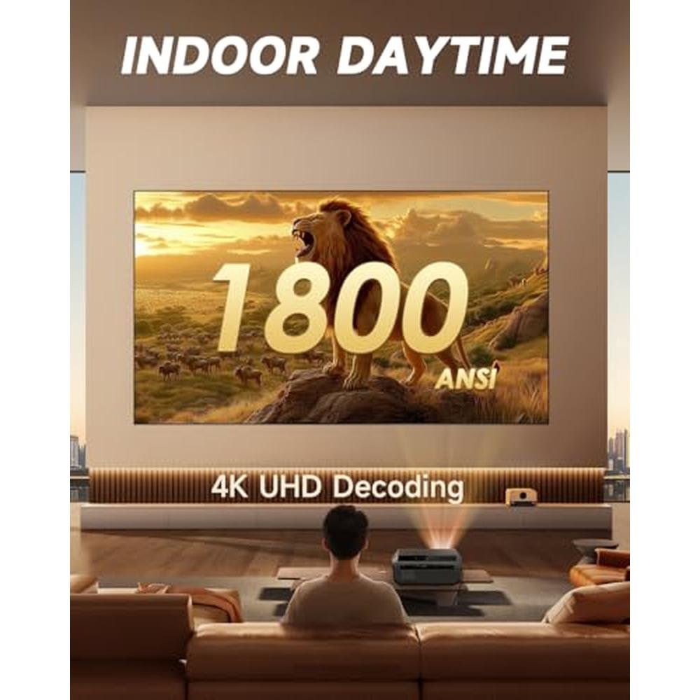 Daytime Projector: 4K Ultra HD Bright 1800ANSI High Lumen – Side View