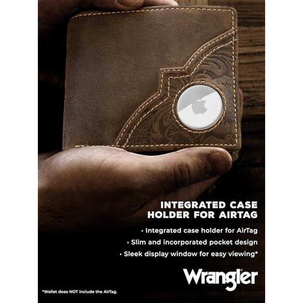 Wrangler Men's Wallet with AirTag Holder – Side View
