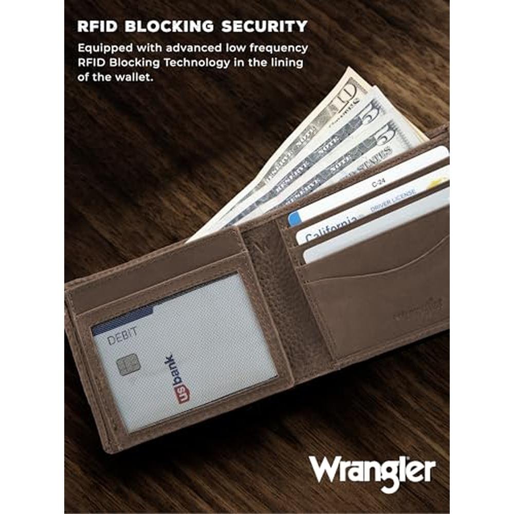 Wrangler Men's Wallet with AirTag Holder – Close-up Detail