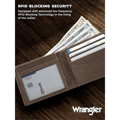 Wrangler Men's Wallet with AirTag Holder – Close-up Detail