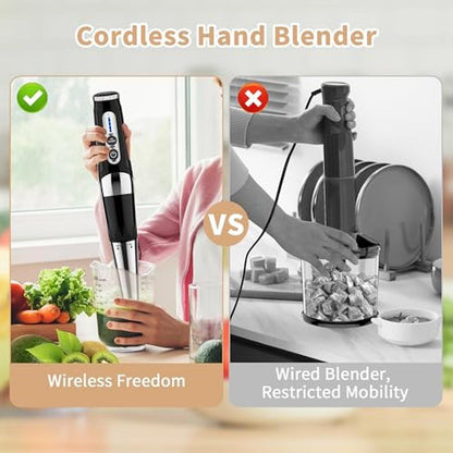 Portable Blender 700ml: Cordless Immersion Blender 4-in-1 – Side View