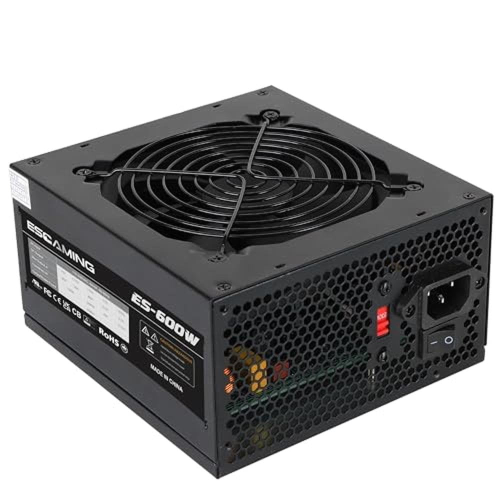 600W ATX Power Supply: ESGAMING 80 Plus Gold Certified – Front View