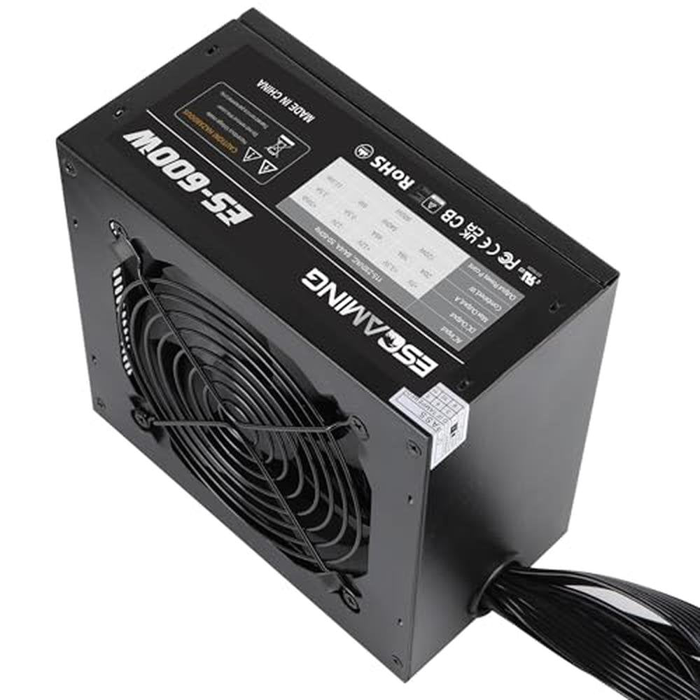 600W ATX Power Supply: ESGAMING 80 Plus Gold Certified – Side View