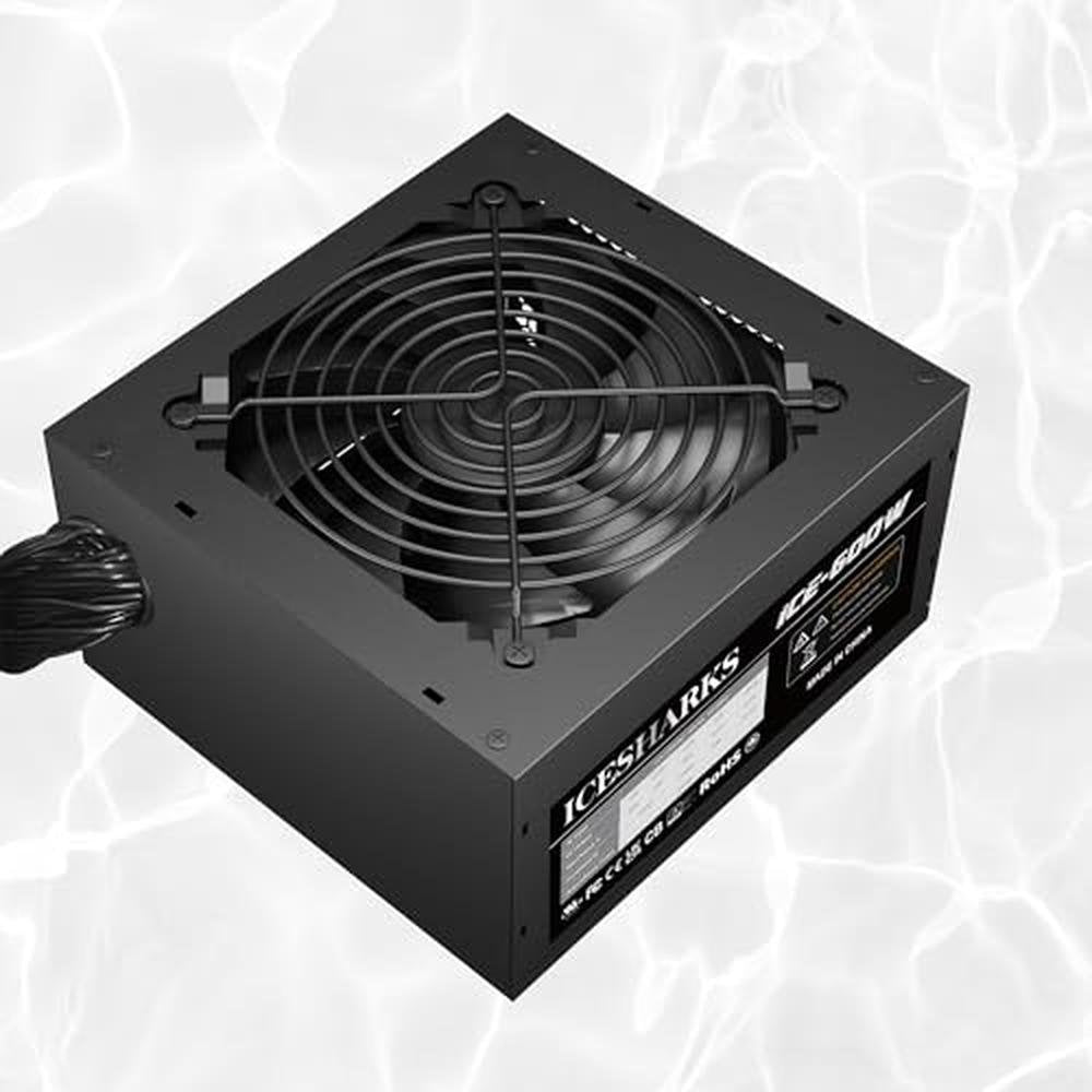 ATX Non Modular Power Supply: ICESHARKS 600W Automatic – Front View