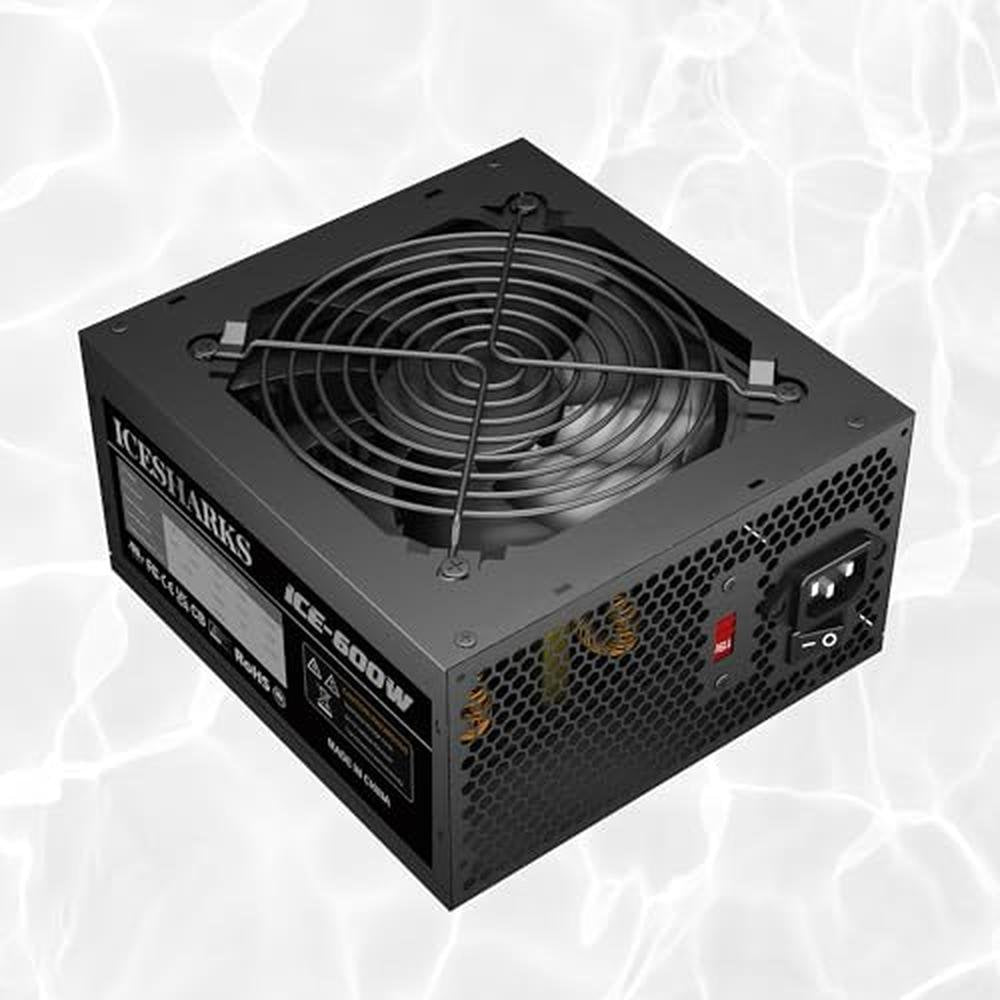 ATX Non Modular Power Supply: ICESHARKS 600W Automatic – Side View