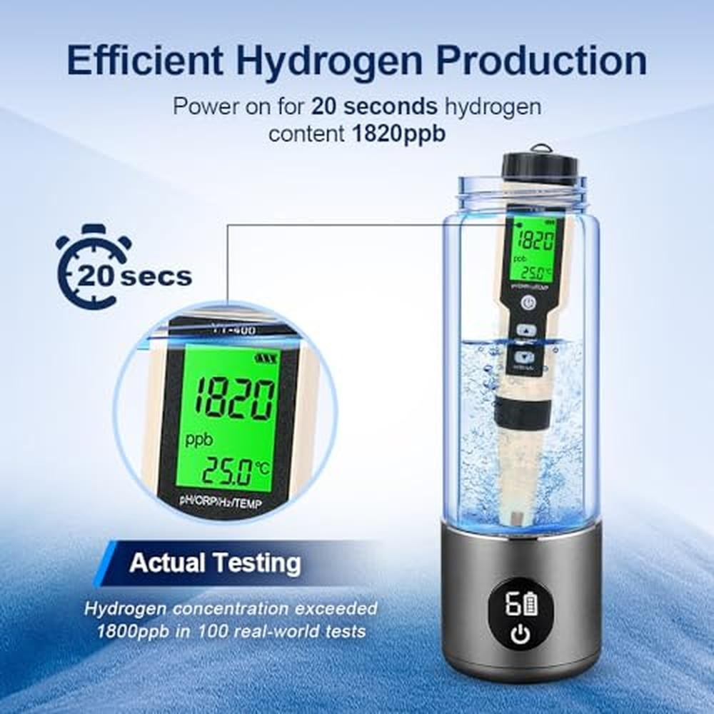 Hydrogen Water: BAVAP Hydrogen Water Bottle 14.1oz – Side View