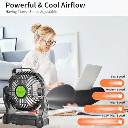 Portable Camping Fan: TDLOL Rechargeable 270 Pivot LED Light – Close-up Detail