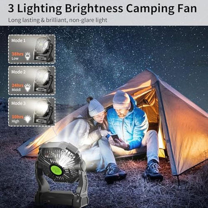 Portable Camping Fan: TDLOL Rechargeable 270 Pivot LED Light – In Use
