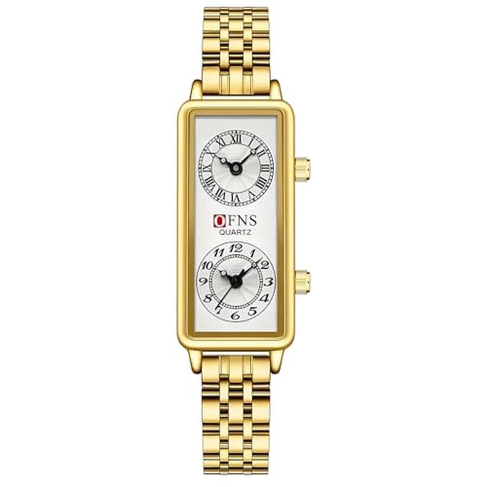 Fashionable Women: Quartz Watch Rectangular Dial with Dual – Front View