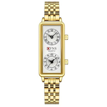 Fashionable Women: Quartz Watch Rectangular Dial with Dual – Front View