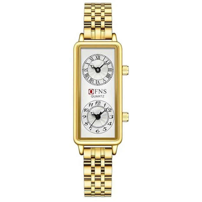 Fashionable Women: Quartz Watch Rectangular Dial with Dual – Front View