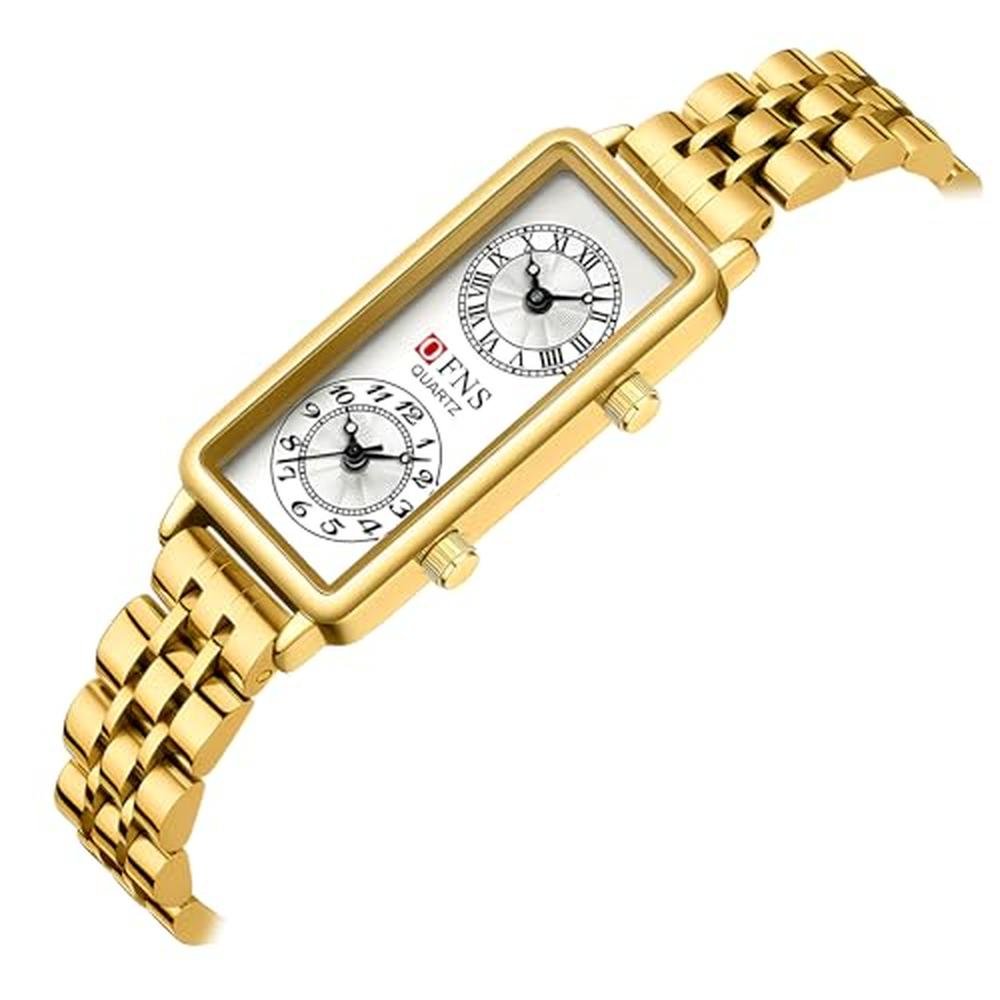 Fashionable Women: Quartz Watch Rectangular Dial with Dual – Side View