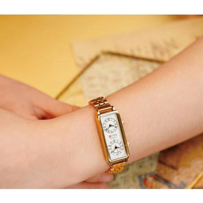 Fashionable Women: Quartz Watch Rectangular Dial with Dual – In Use