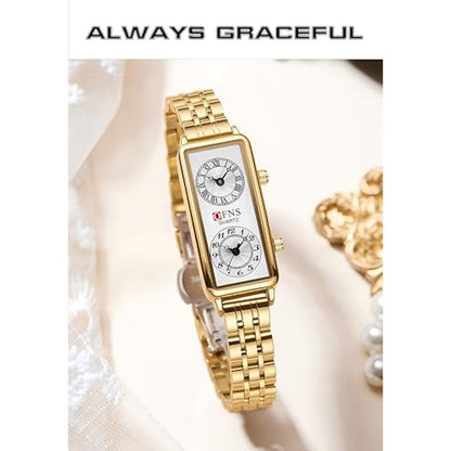 Fashionable Women: Quartz Watch Rectangular Dial with Dual – Packaging