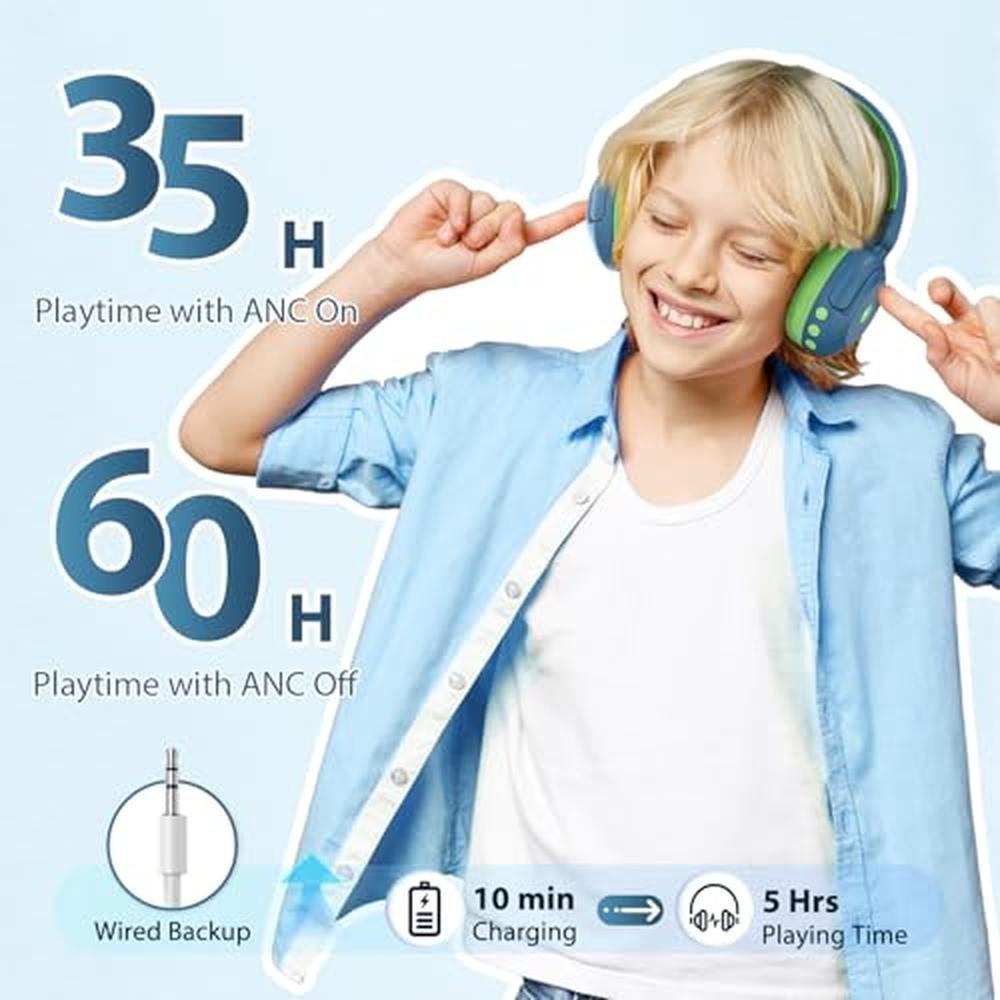 Headphones Kids: iClever BTH20 Active Noise Cancelling – Close-up Detail