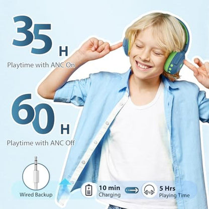 Headphones Kids: iClever BTH20 Active Noise Cancelling – Close-up Detail