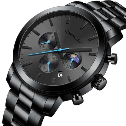 CRRJU Mens Watch: The Moon Luxury Elegant Stainless Steel – Side View