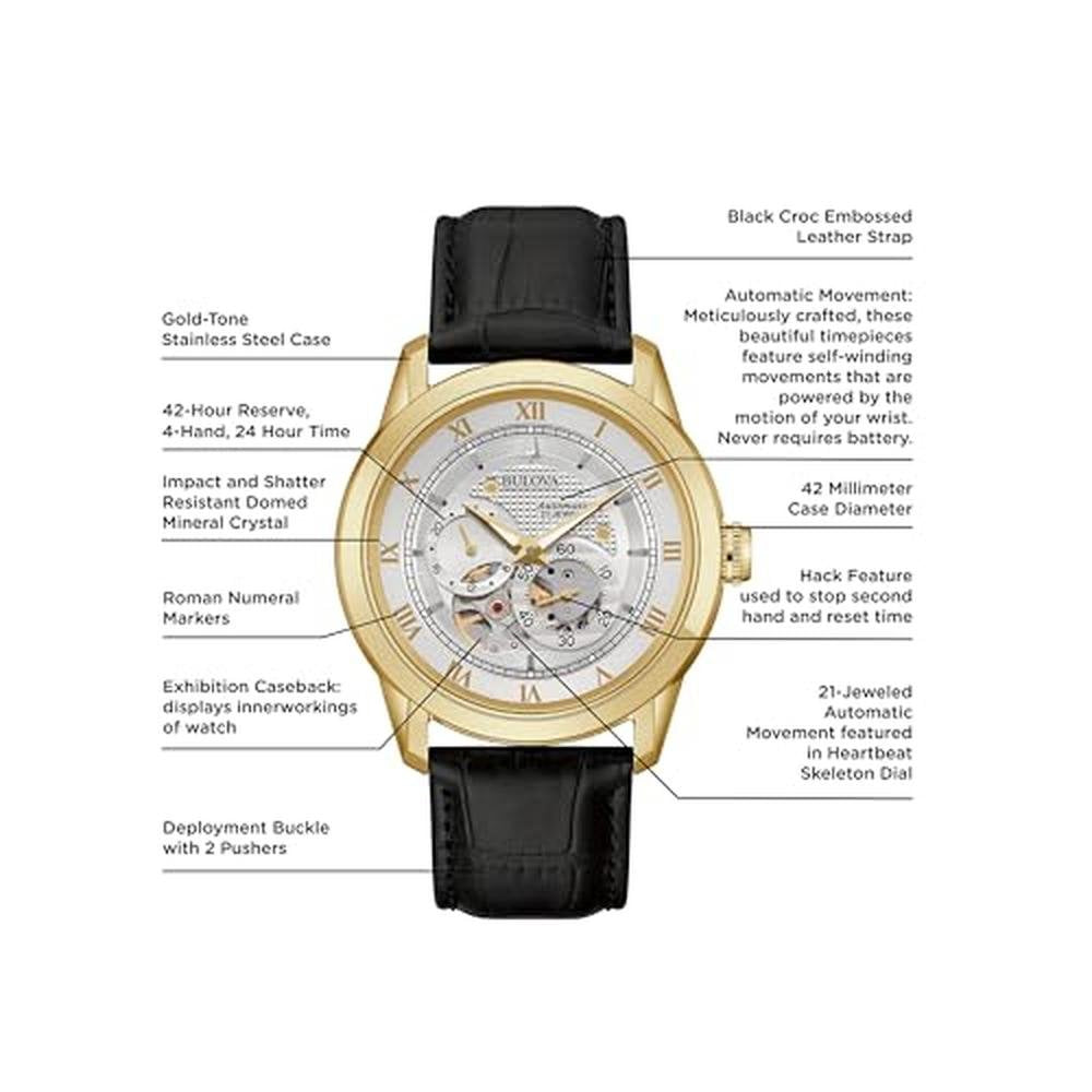 Bulova Men's Classic Sutton 4-Hand Automatic Watch – Side View