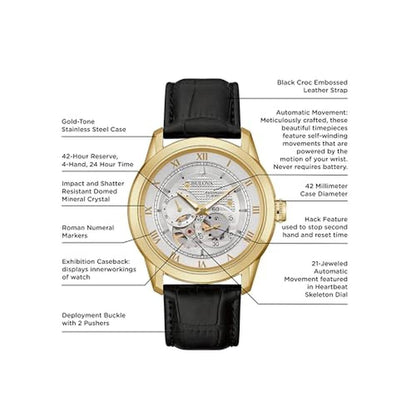 Bulova Men's Classic Sutton 4-Hand Automatic Watch – Side View