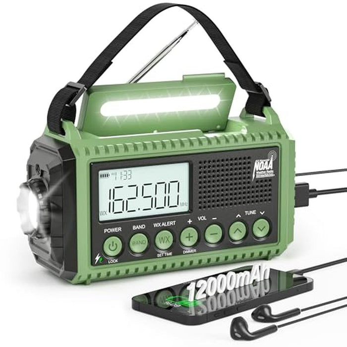 Radio Emergency: Eoxsmile 12000mAh Auto NOAA Weather Alert – Front View