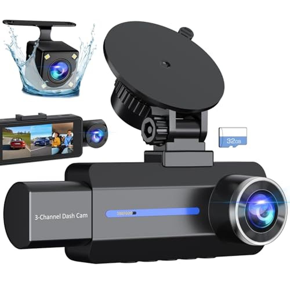 Dash Camera: Premium 2.5K+1440P Triple Car Camera with 32GB – Front View