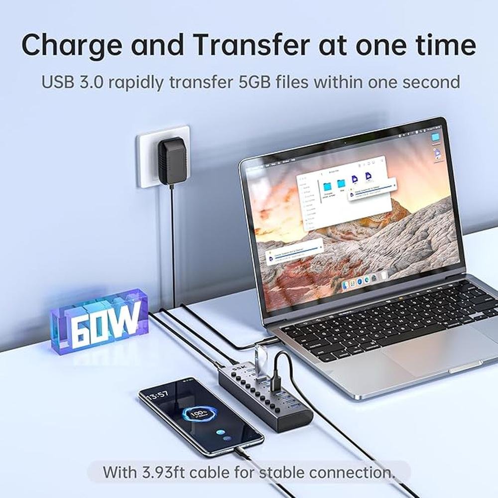 SSK 10 Port Powered USB 3.0 Hub – Close-up Detail