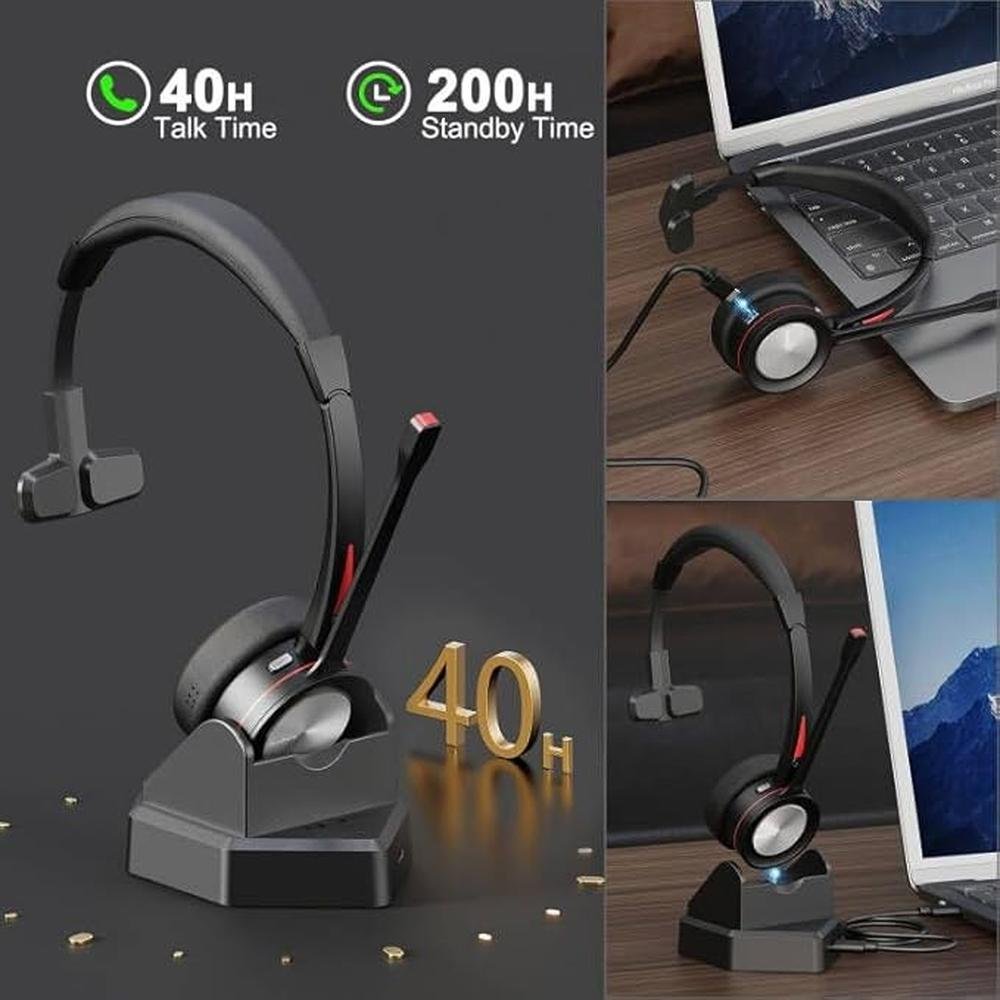 Bluetooth Headset with Microphone for PC – In Use