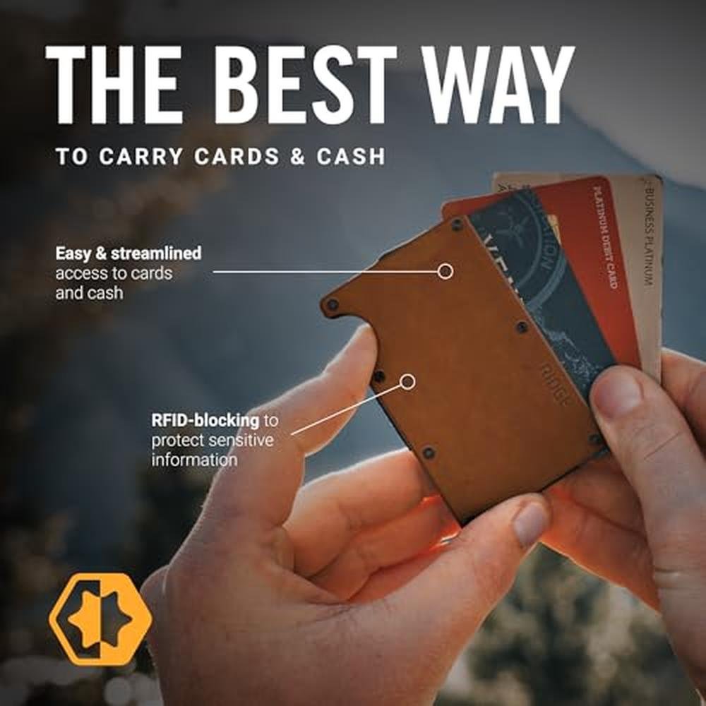Ridge Wallet for Men: Slim Minimalist Compact Wallet with – Close-up Detail
