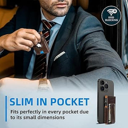 Wallet Airtag: miyozi Metal Case Smart Slim Pop-up Credit – Side View