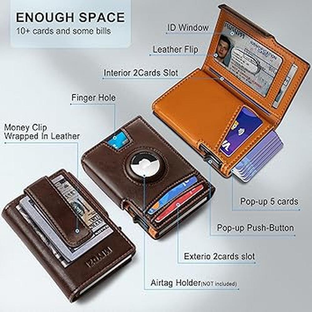 Wallet Airtag: miyozi Metal Case Smart Slim Pop-up Credit – Close-up Detail