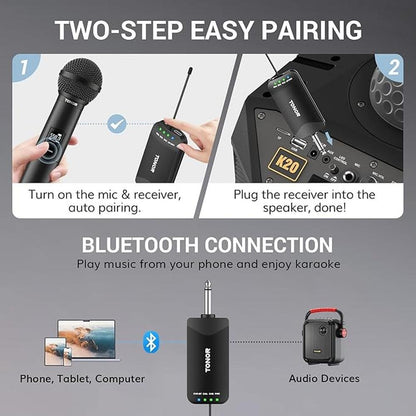 Mic Tonor: TONOR TW720 Rechargeable Wireless Microphones – Side View