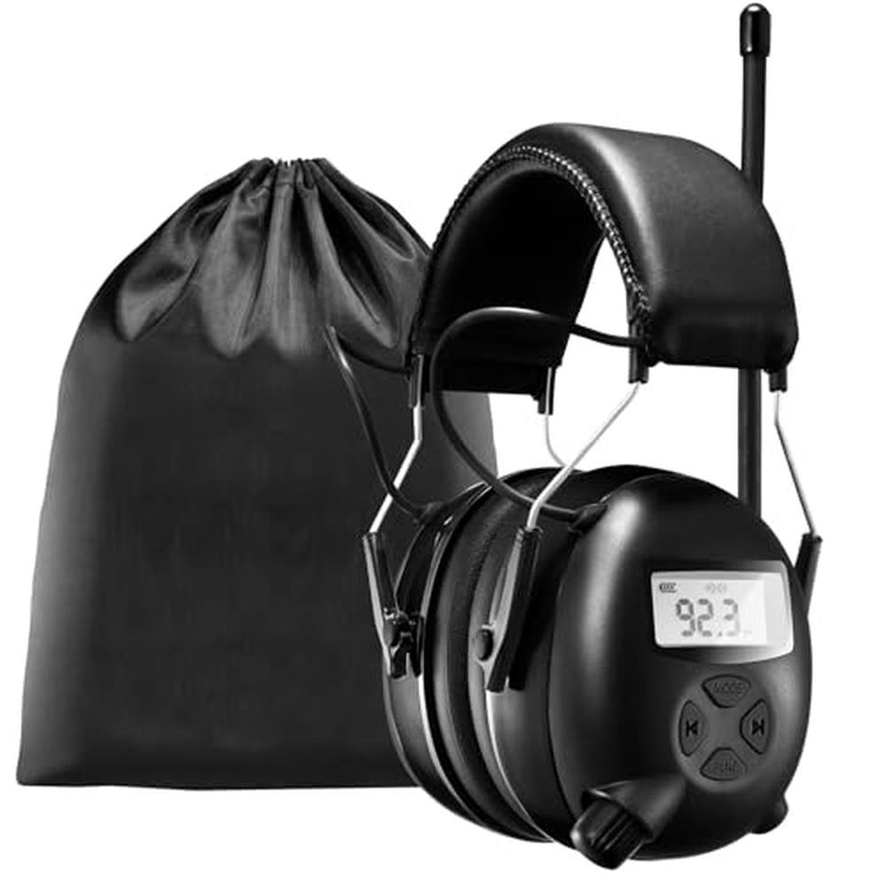 Ear Protection: AM/FM Radio Headphones with Digital Display – Front View