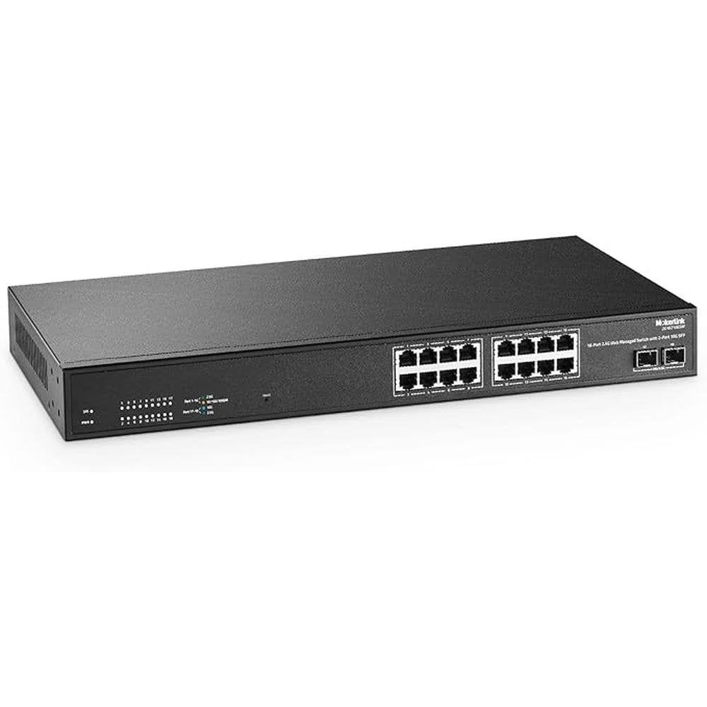 MokerLink 16 Port 2.5G Managed Ethernet Switch with 2x10G – Front View