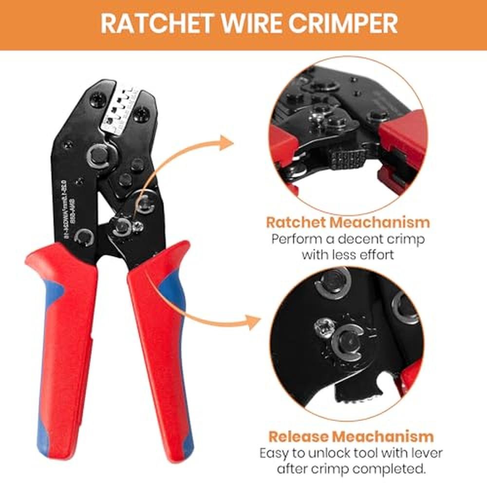 Tool Wire Crimper: Amliber Ratchet Wire Crimper Tool – Side View