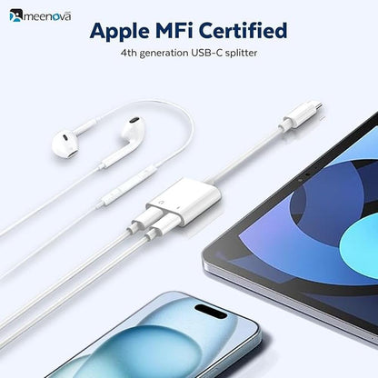 USB C Splitter 1 in 2 Out for iPhone 16 Headphone Adapter – Side View