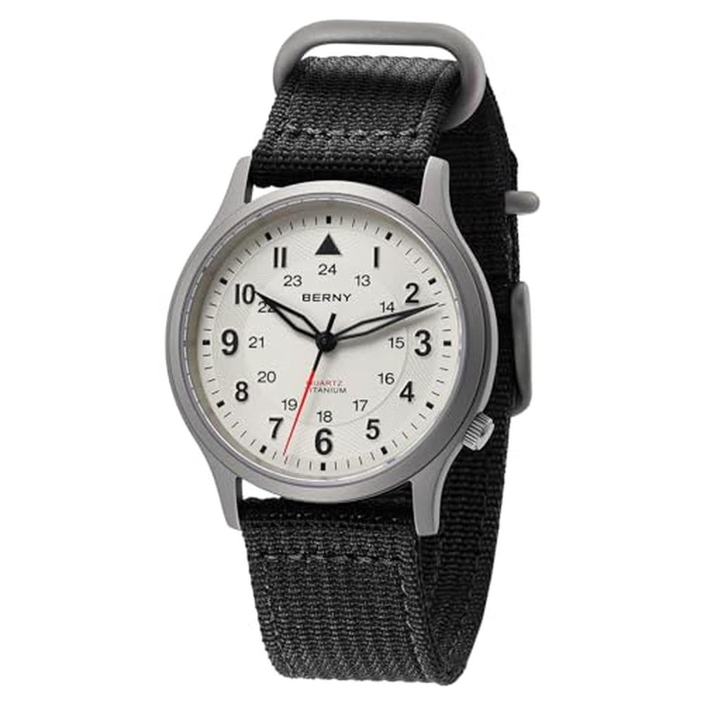 Men Watch: BERNY Titanium Field Wrist Watch 5ATM Waterproof – Front View