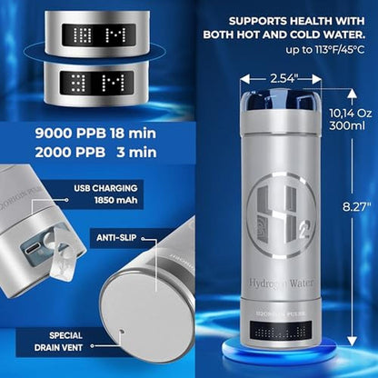 Hydrogen Water: H2ORIGIN PULSE Hydrogen Water Bottle – Side View
