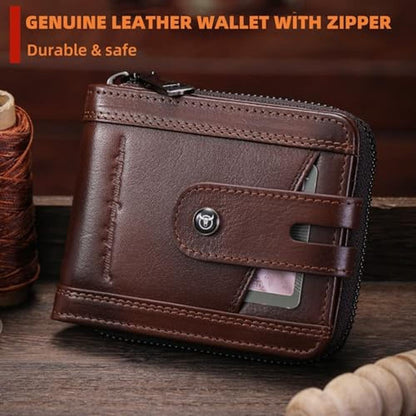 Men Wallet: BULLCAPTAIN Genuine Leather Men's Wallet with – Side View