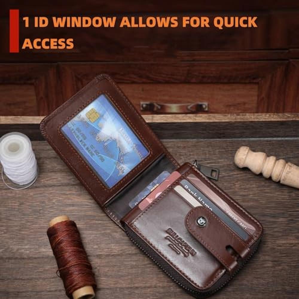 Men Wallet: BULLCAPTAIN Genuine Leather Men's Wallet with – Close-up Detail