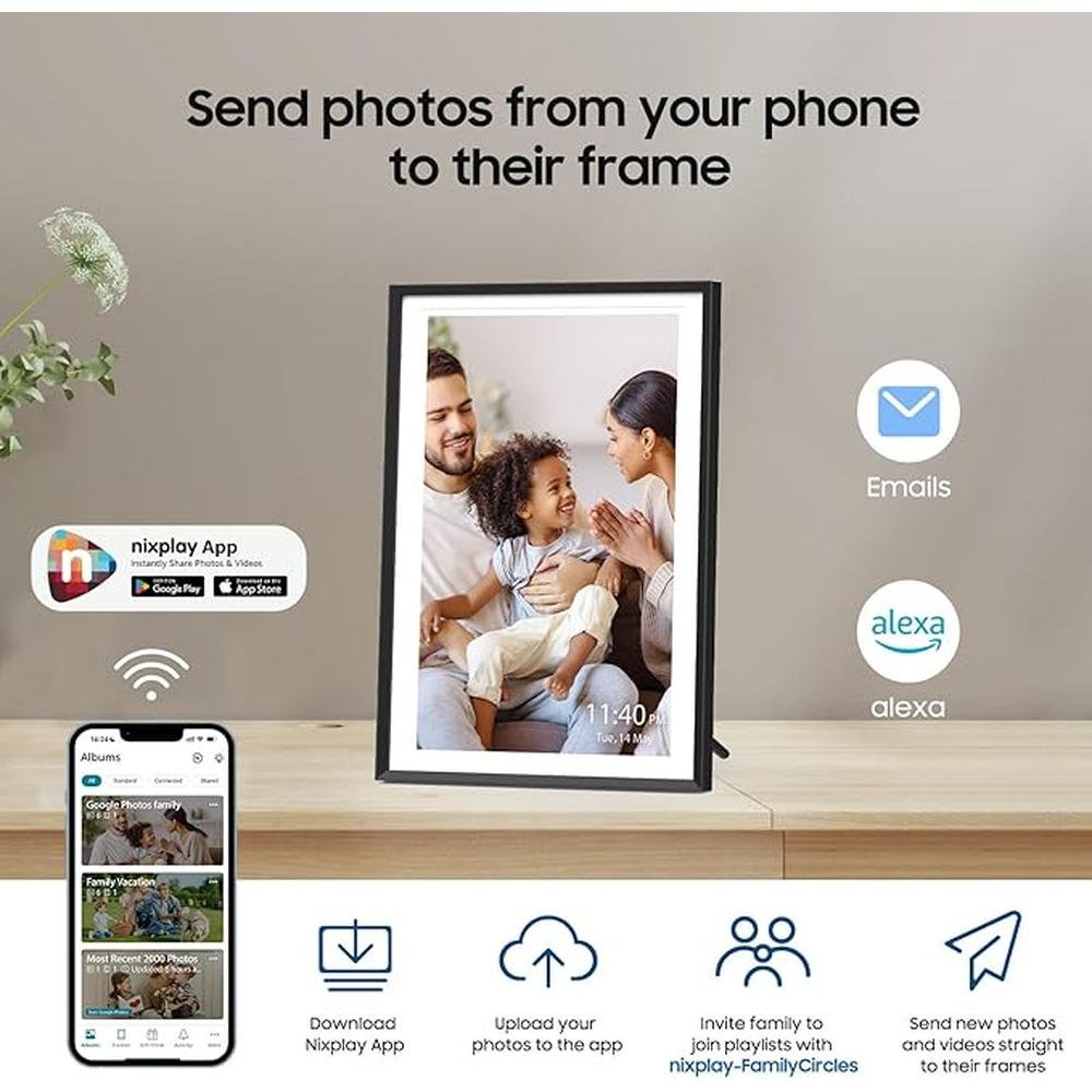 Digital Frame: Nixplay 10.1 Inch Share Photos Videos via – Side View