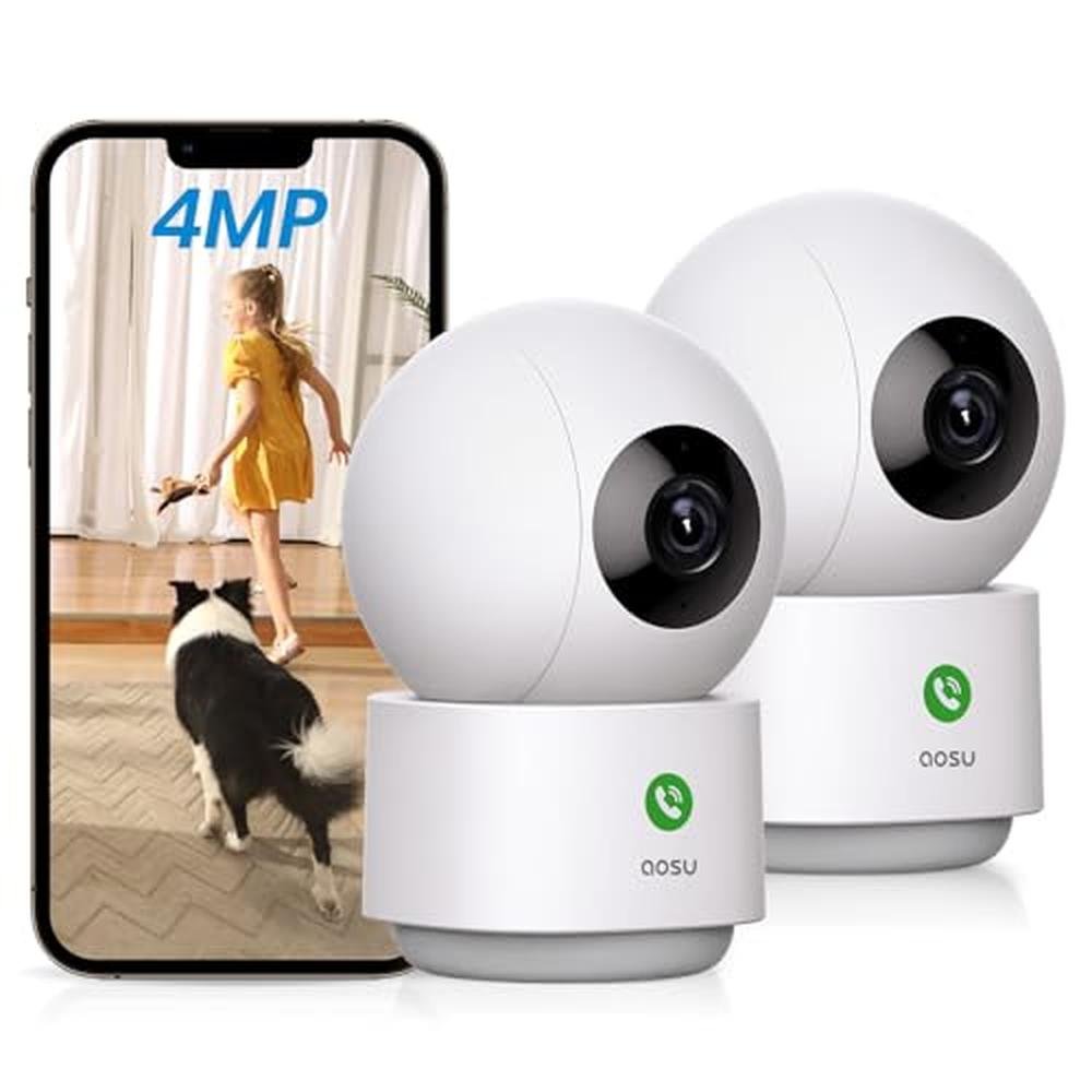 Security Camera: AOSU 4MP Indoor 2.5K Baby Monitor Pet – Front View