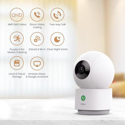 Security Camera: AOSU 4MP Indoor 2.5K Baby Monitor Pet – Side View