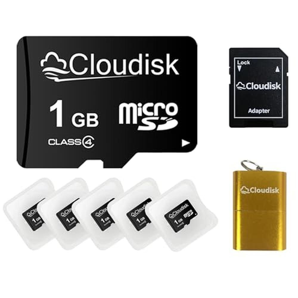 Cloudisk 1GB: Cloudisk Pack of 5 Micro SD Card 1GB Flash – Front View