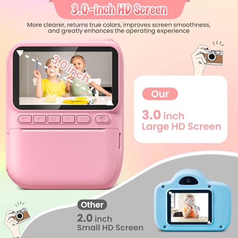 Best Kids Camera with Instant Print: 32MP 3.0" HD Digital – Side View