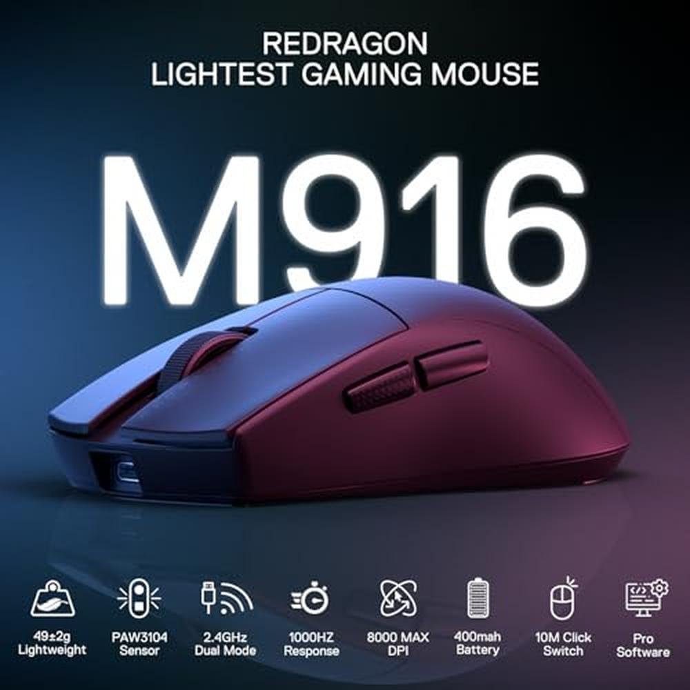 Redragon M916 Wireless Gaming Mouse – Side View