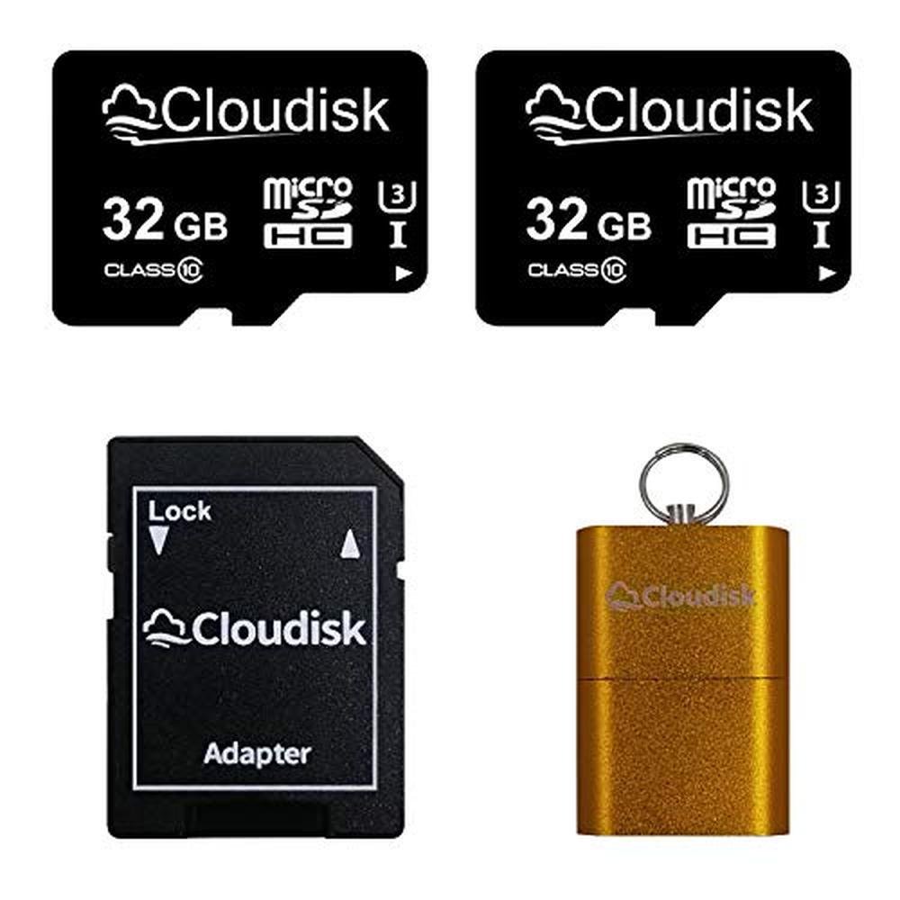 Cloudisk 32GB: Pack of 2 Micro SD Card with SD Adapter and – Front View